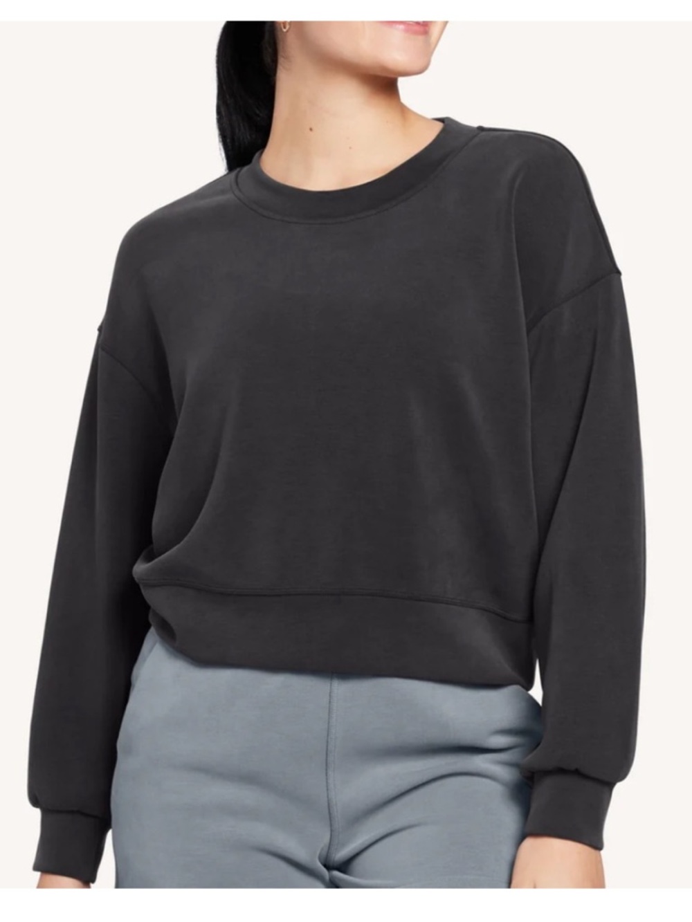 Lululemon x peloton Perfectly Oversized Crop Crew Softstreme black size 4 6 nwt